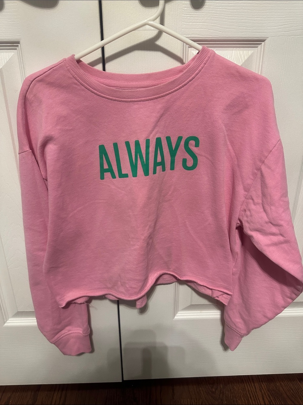 Always Pink Cropped Sweatshirt with Green Logo